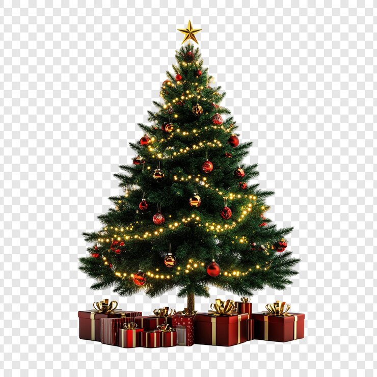 Free PSD a festive christmas tree with presents