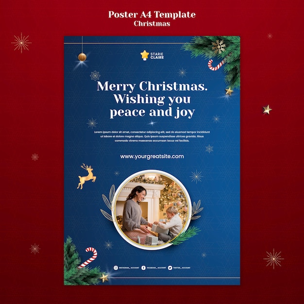 Festive christmas vertical print template