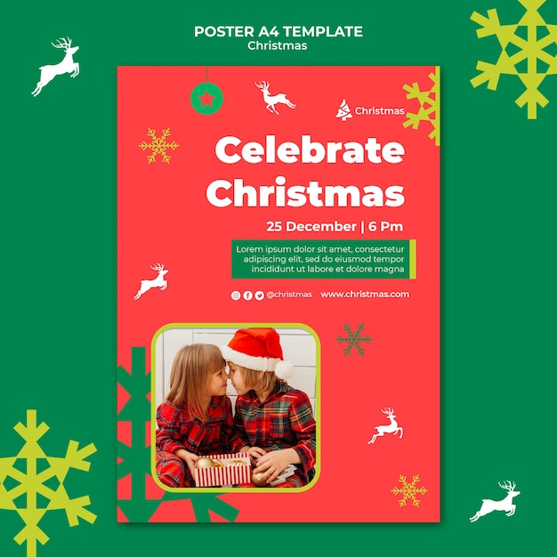 Free PSD festive christmas vertical print template