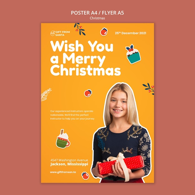 Festive christmas vertical print template