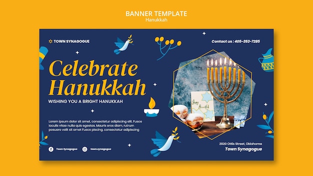 Festive hanukkah banner template