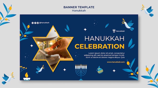 PSD gratuito modello di banner orizzontale festivo di hanukkah