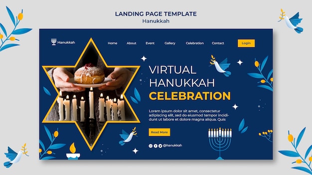 Festive hanukkah landing page template