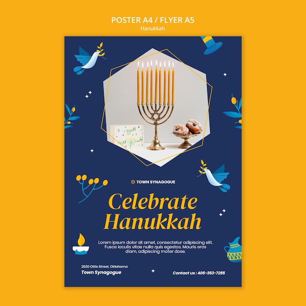 Modello di stampa festiva di Hanukkah