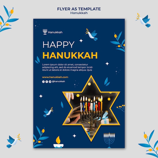 PSD gratuito modello di stampa verticale festivo di hanukkah