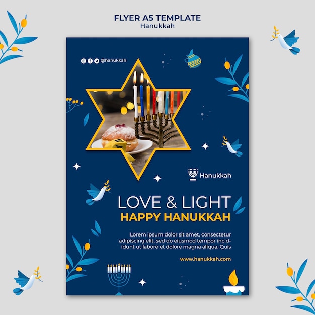 Free PSD festive hanukkah vertical print template