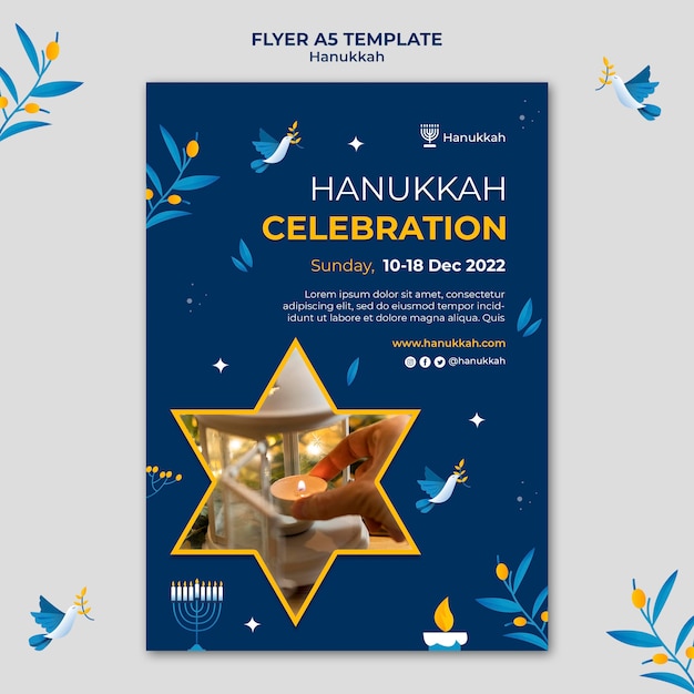 PSD gratuito modello di stampa verticale festivo di hanukkah