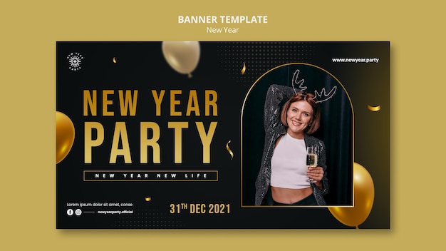 festive new year eve horizontal banner template