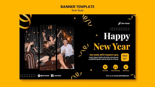 PSD gratuito modello di banner orizzontale festivo di capodanno