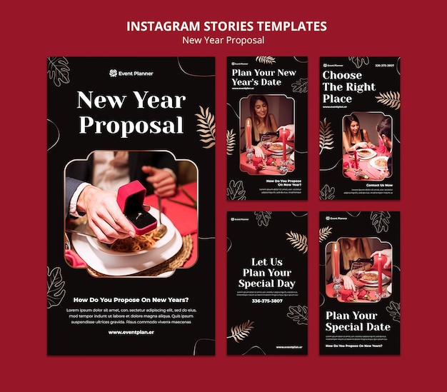 Free PSD festive new year eve ig stories set