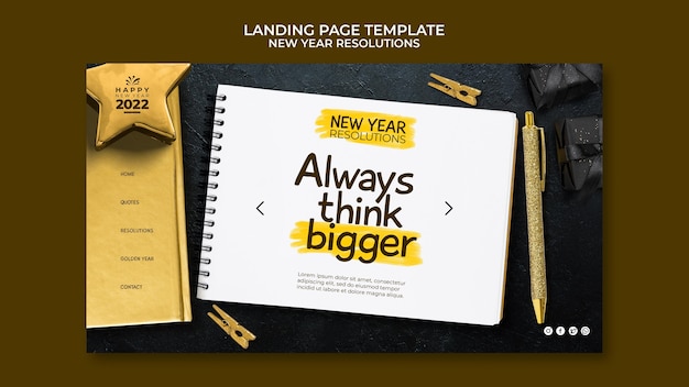 Free PSD festive new year goals landing page template