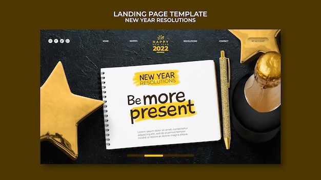 Free PSD festive new year goals landing page template
