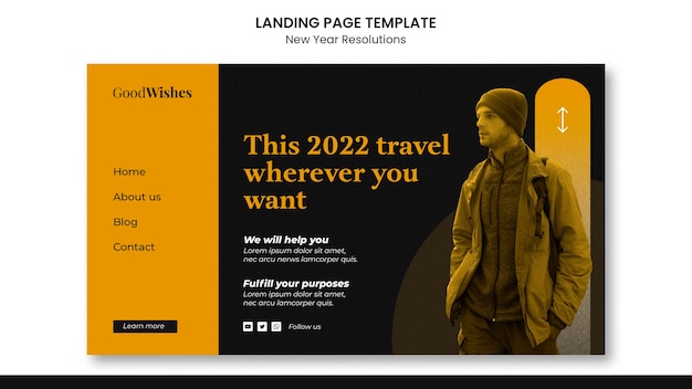 Free PSD festive new year goals landing page template