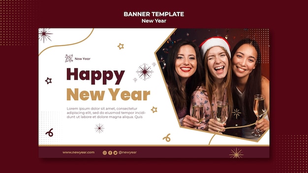 Festive new year horizontal banner template