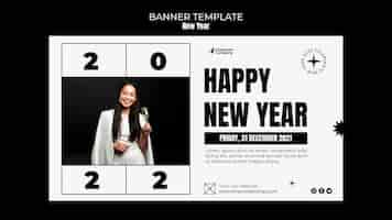 Free PSD festive new year horizontal banner template