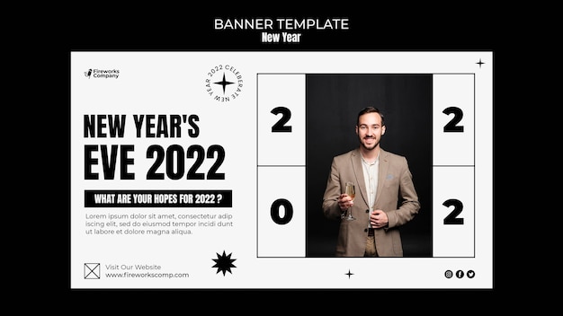 Free PSD festive new year horizontal banner template