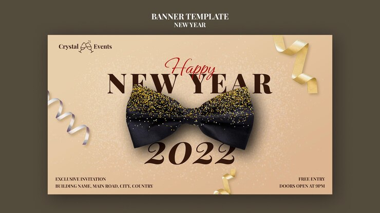 मुफ़्त PSD festive new year party horizontal banner template