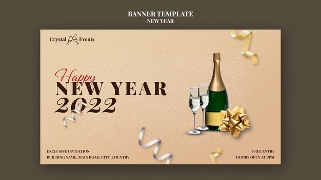 Festive new year party horizontal banner template