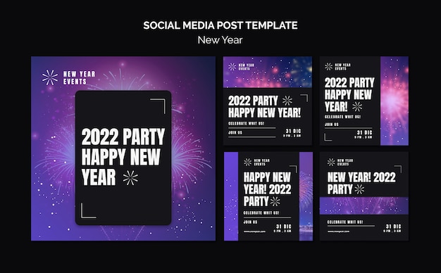 PSD gratuito raccolta di post di instagram per la festa di capodanno festivo