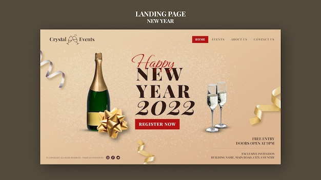 Free PSD festive new year party landing page template