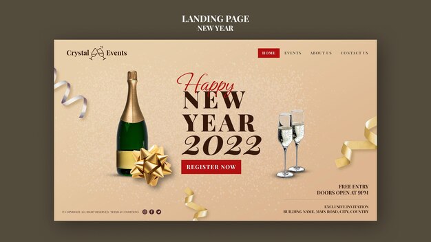 Festive new year party landing page template