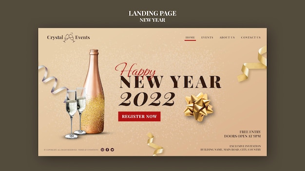 Festive new year party landing page template