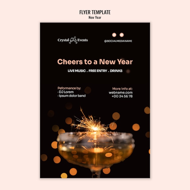 Free PSD festive new year print template