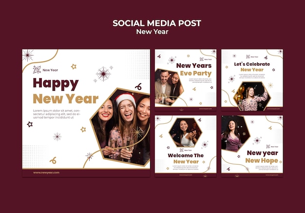 Festive new year social media posts