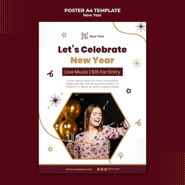 Free PSD festive new year vertical print template