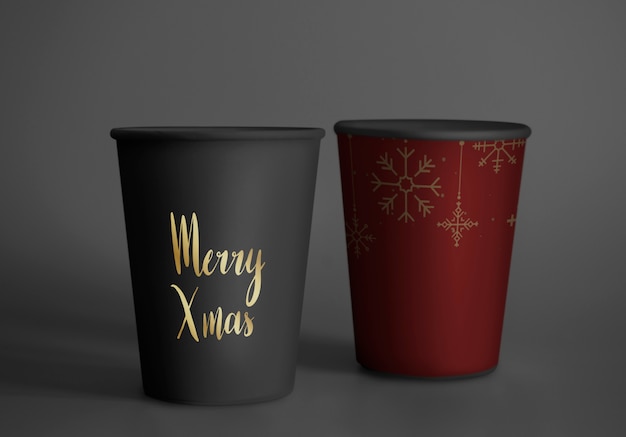 Festive paper cup design mockup