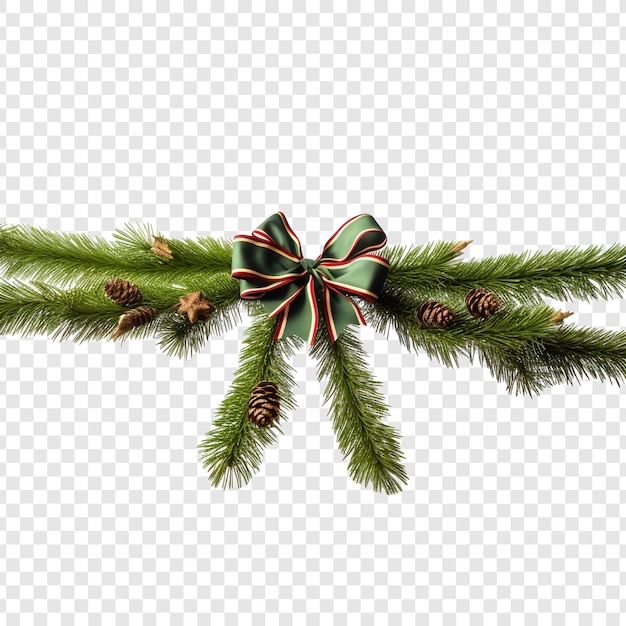 Free PSD festive tree limb adorned with bow isolated on transparent background