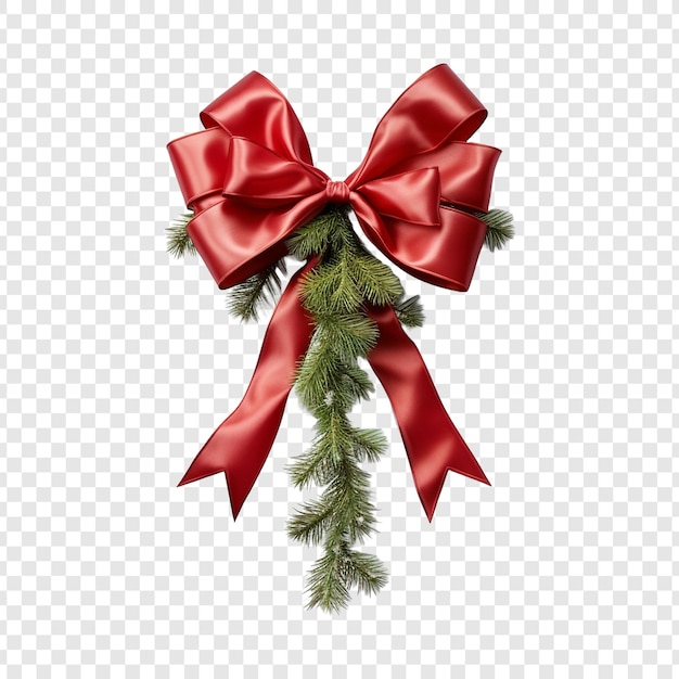 Festive tree limb adorned with bow isolated on transparent background