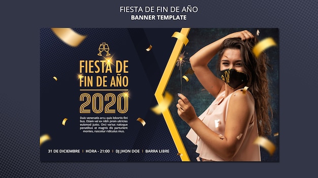 Fiesta de fin de ano 2020 banner template