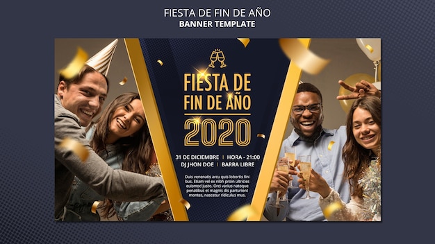 PSD gratuito banner orizzontale fiesta de fin de ano 2020