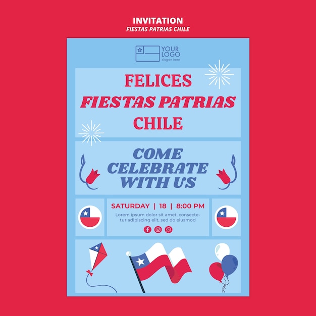 PSD gratuito modello di invito fiestas patrias cile