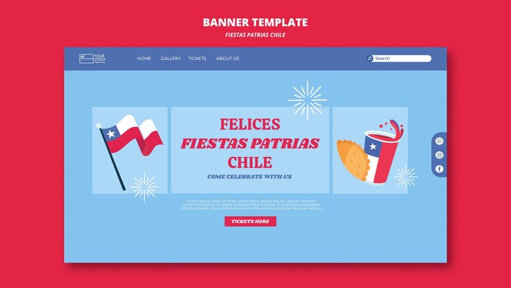 無料PSD フィエスタ・パトリア・チリのランディング・ページ・テンプレート