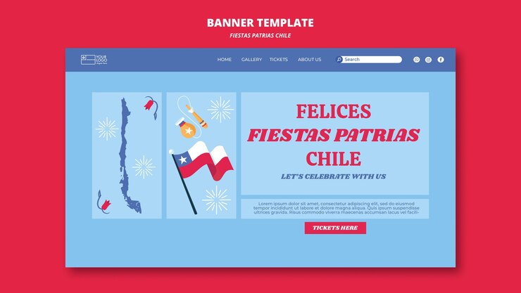 無料PSD フィエスタ・パトリア・チリのランディング・ページ・テンプレート