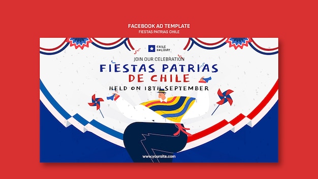 Бесплатный PSD Дизайн шаблона праздника патриас чили