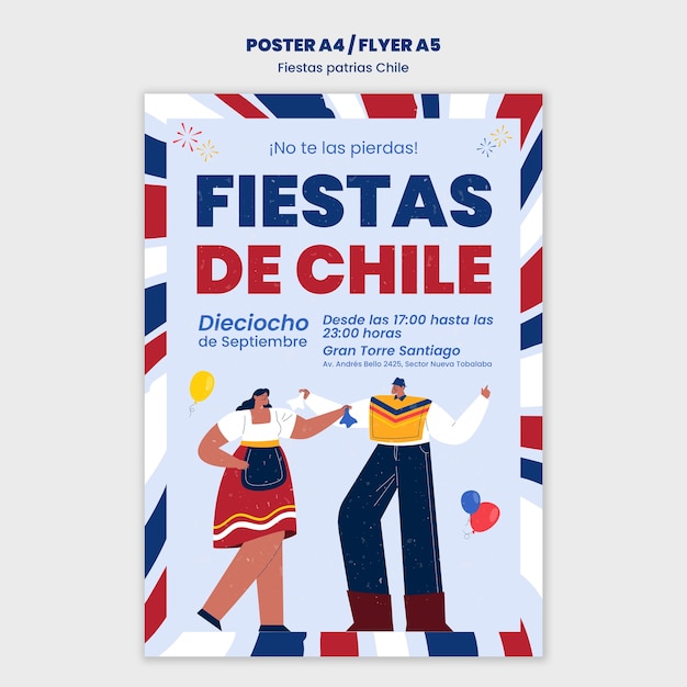 Free PSD fiestas patrias chile template design