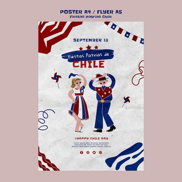 Бесплатный PSD Дизайн шаблона праздника патриас чили