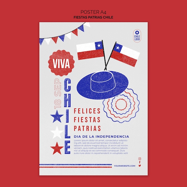 Бесплатный PSD Дизайн шаблона fiestas patrias chile