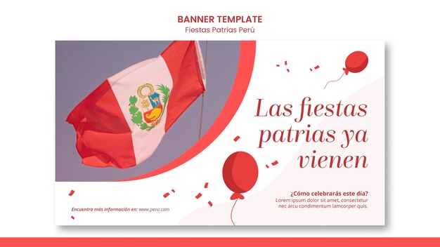 Fiestas patrias horizontal banner template with balloons design