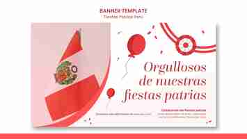 PSD gratuito modello di banner orizzontale fiestas patrias con design di palloncini