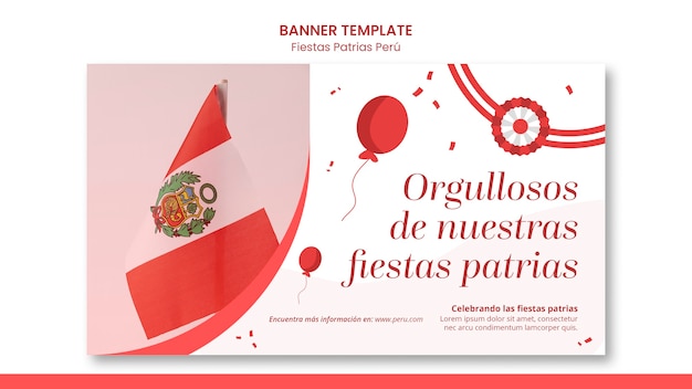 Fiestas patrias horizontal banner template with balloons design