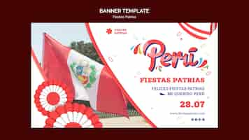 PSD gratuito modello di banner orizzontale fiestas patrias con rosetta