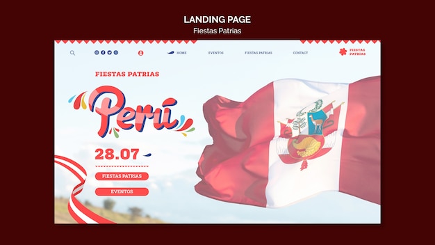 Fiestas patrias landing page template with rosette