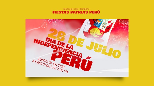 Free PSD fiestas patrias peru celebration facebook cover