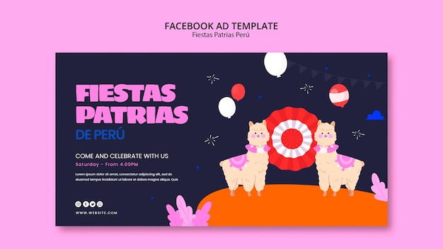 무료 PSD fiestas patrias peru 축하 페이스 북 템플릿