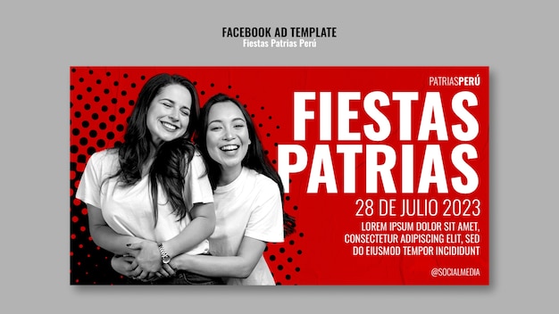 PSD gratuito modello di facebook celebrazione fiestas patrias perù