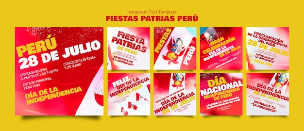 PSD gratuito post di instagram per la celebrazione di fiestas patrias peru